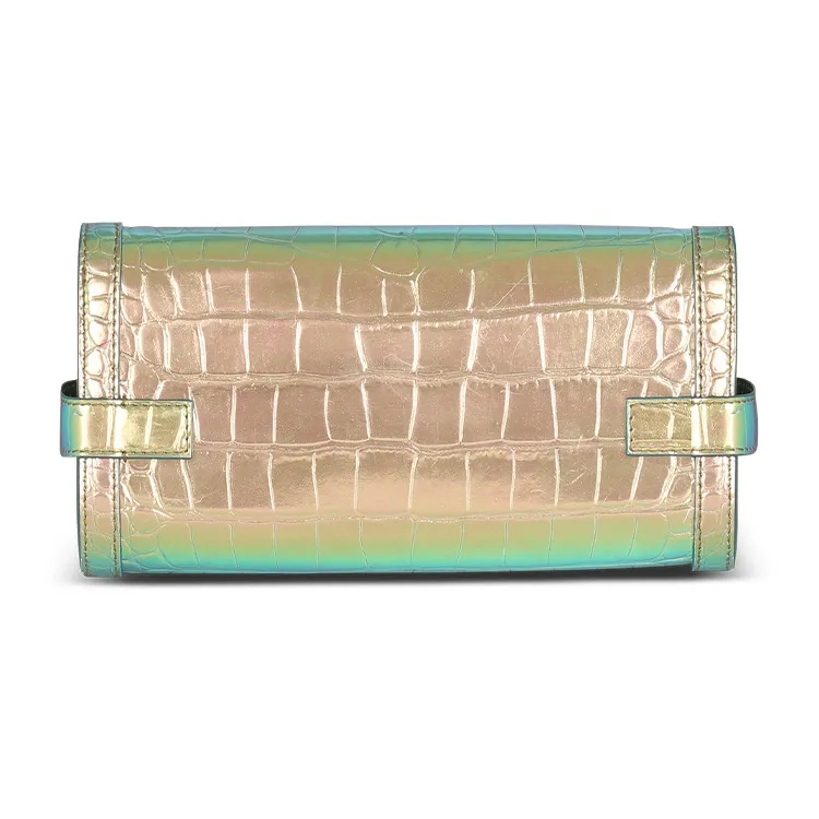 BALMAIN B-BUZZ Crocodile Leather Textured Embossed Leather One Shoulder Crossbody Clutches Women's Gradient-2