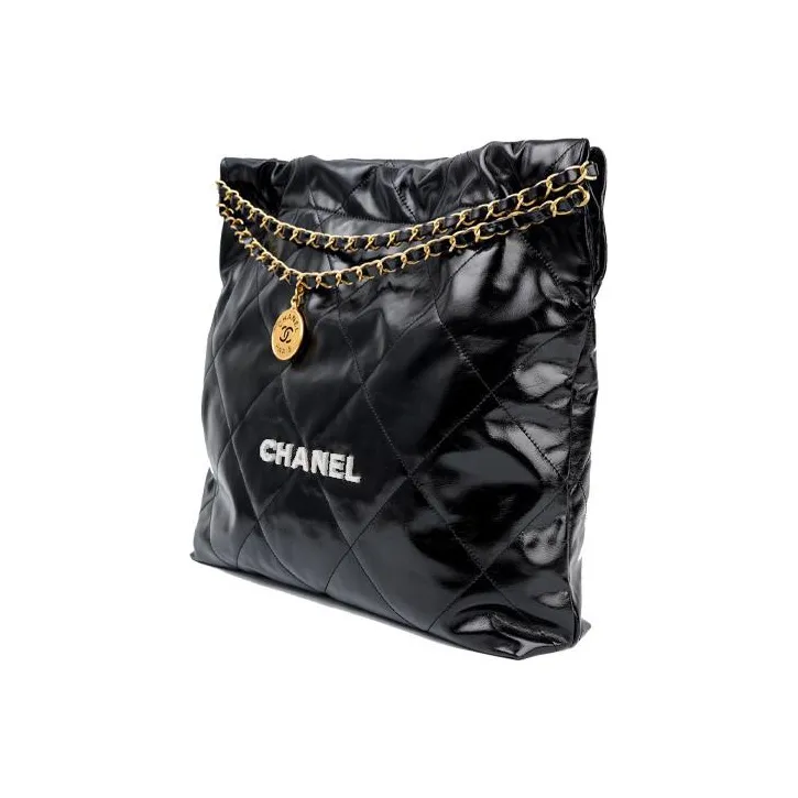 CHANEL Waxed Leather Cow Leather Tote Bag, Shopping Bag, Handbag, Shoulder Bag Women's Black-1