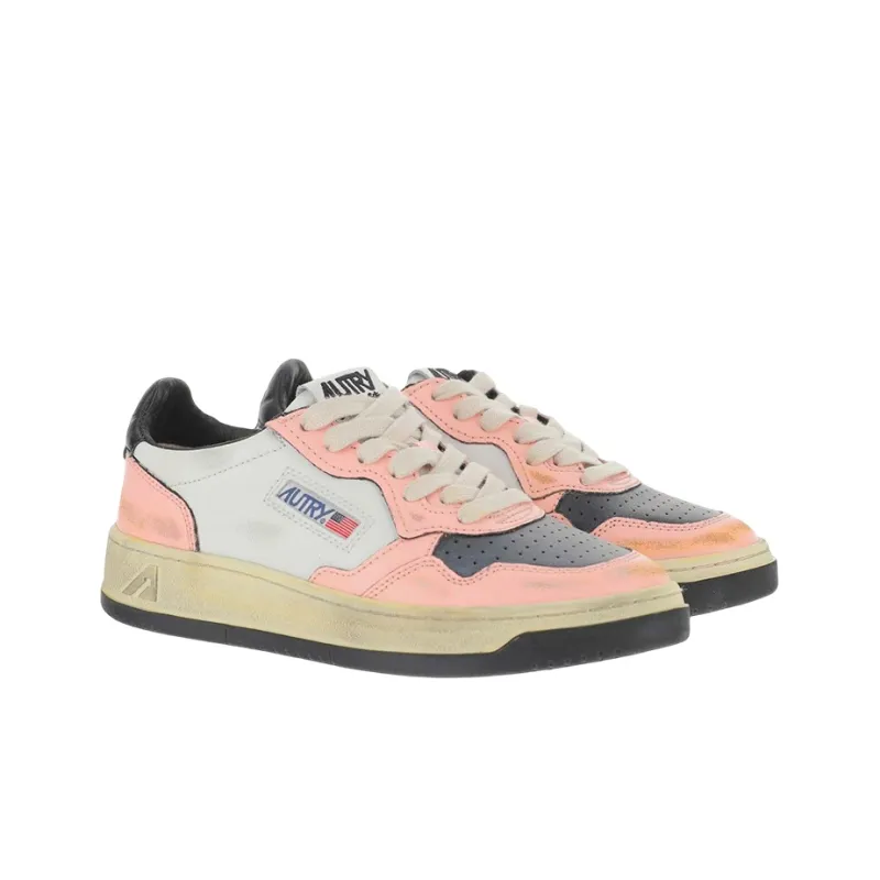 AUTRY Medalist Super Vintage Low Leather Sneakers 'White Pink Black' Women's-2