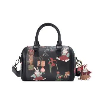 LiNing Rijin Doujin Collection Synthetic Leather Boston Bag Shoulder Bag Crossbody Bag Women's Black
