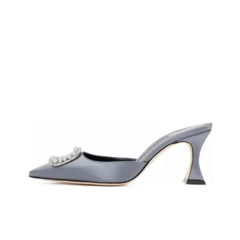 MANOLO BLAHNIK Closed Toe Slippers Women's Gray