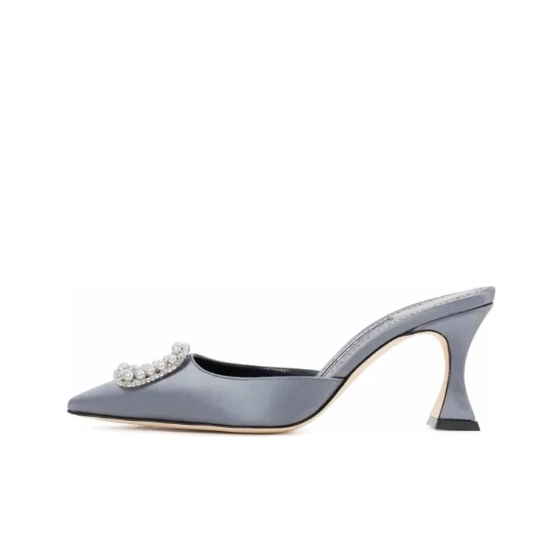 MANOLO BLAHNIK Closed Toe Slippers Women's Gray-0