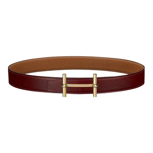 HERMES Leather Belts Women's Red/Brown