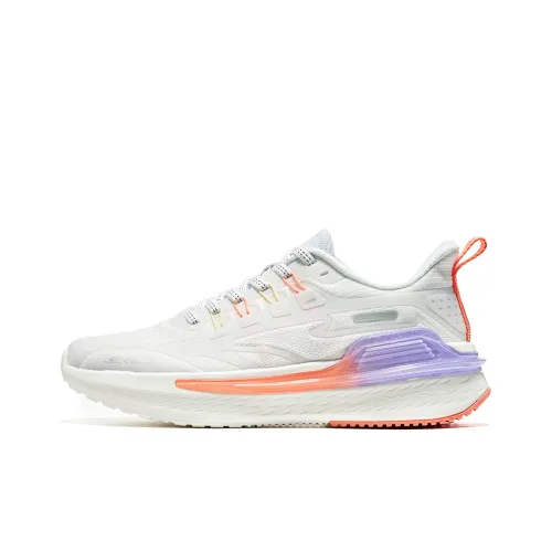 Erke Running Shoes Women's Low-Top Bright White/Neon Orange Pink