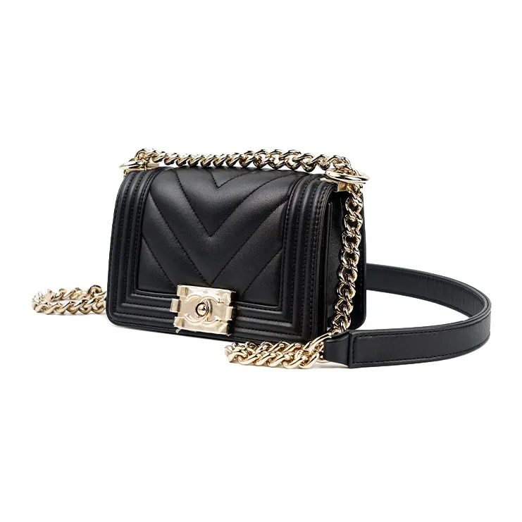 CHANEL 22SS Spring Summer Leboy Sheepskin One Shoulder Handbag, Crossbody Bag Mini Women's Black-1