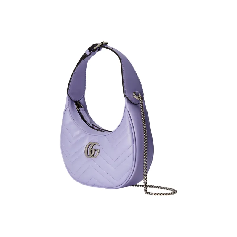 GUCCI Marmont Leather Crescent Bag, Portable Crossbody Bag, Shoulder Bag Women's Purple-1