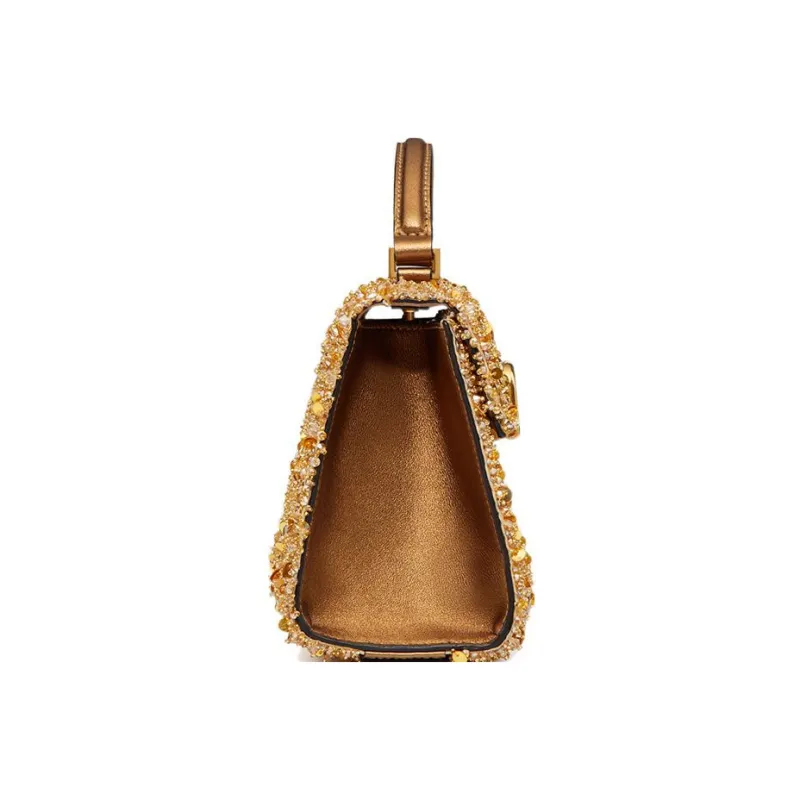 Valentino VSLING 3D Embroidery Shoulder Bag Crossbody Bag Handbag Mini Women's Gold-3