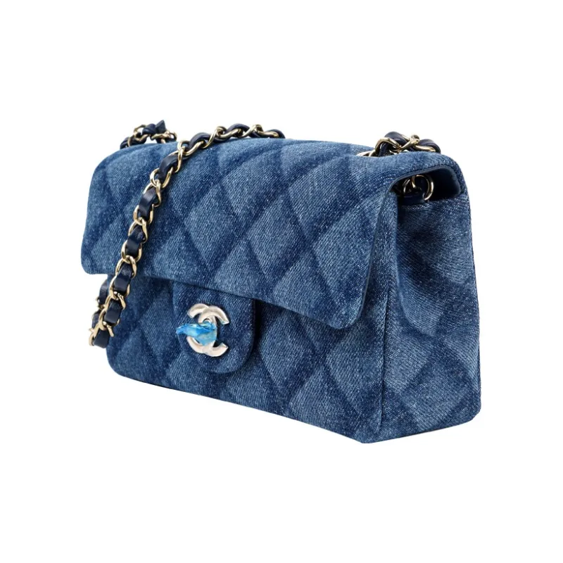 CHANEL Classic Flap CF Denim Flap Bag, Crossbody Bag, Shoulder Bag Mini Women's Blue-1