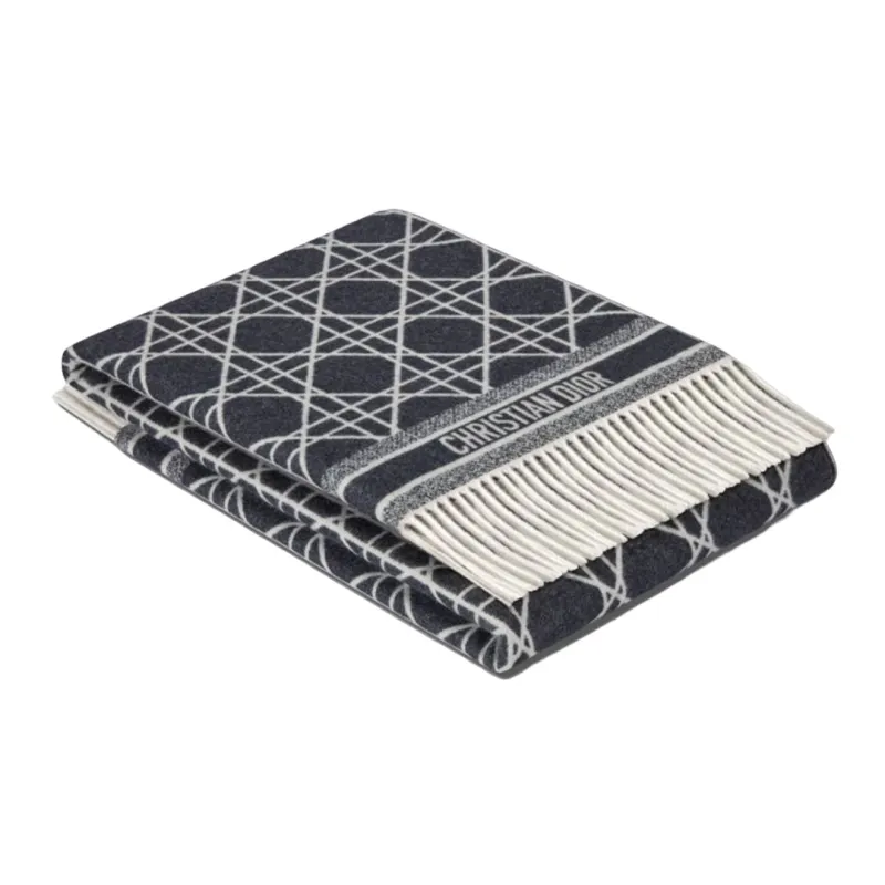 DIOR Patterned Frayed Edge Scarf-3