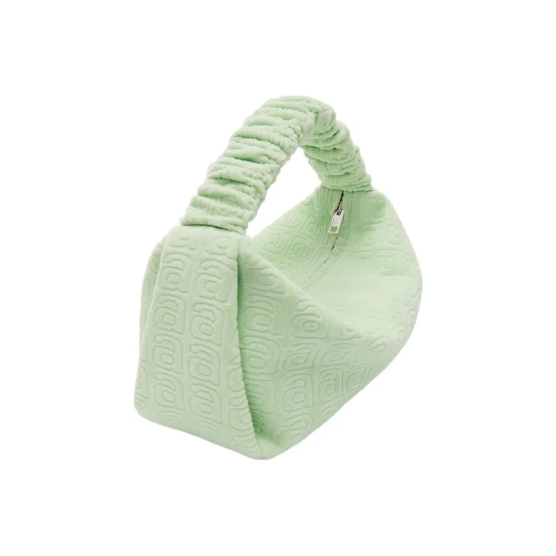 Alexander Wang Scrunchie Velour Handbag Small Size Women's Light Green-2