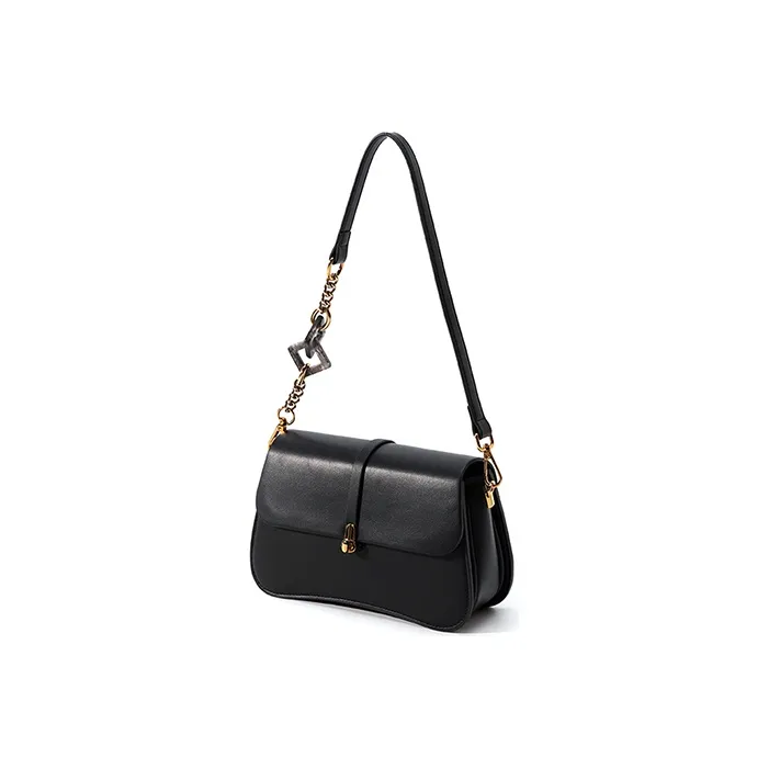 HAWA PU Shoulder Bag Small Square Bag Baguette Bag Crossbody Bag Shoulder Bag Medium Size Women's Black/Ecru/Apricot-1