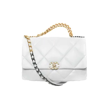 CHANEL 19Bag Sheepskin Flap Bag Handbag, Shoulder Bag, Crossbody Bag Extra Large Women's White