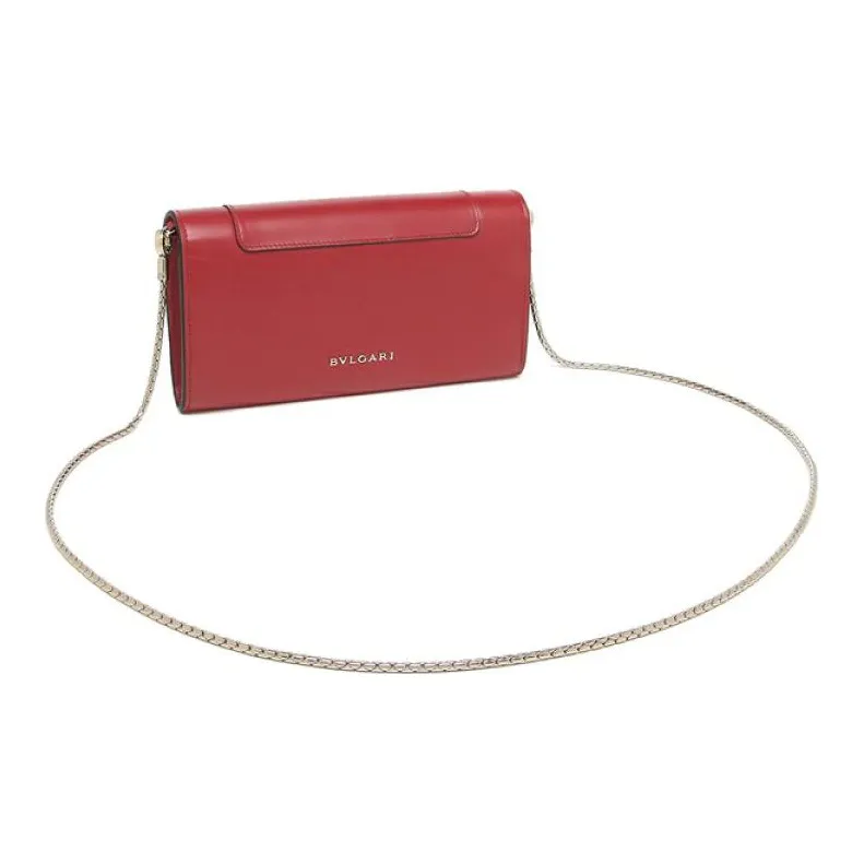 BVLGARI Cow Leather Wallet Women's Rogue Red-2