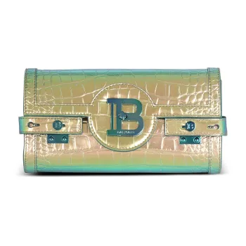 BALMAIN B-BUZZ Crocodile Leather Textured Embossed Leather One Shoulder Crossbody Clutches Women's Gradient