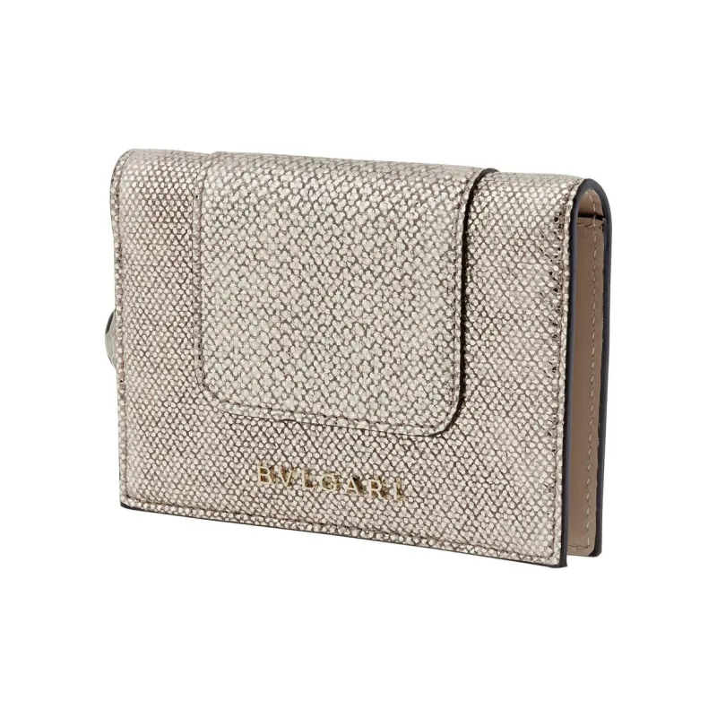 BVLGARI Serpenti Forever Series Water Snake Skin Foldable Card Holder Women's Brown-1