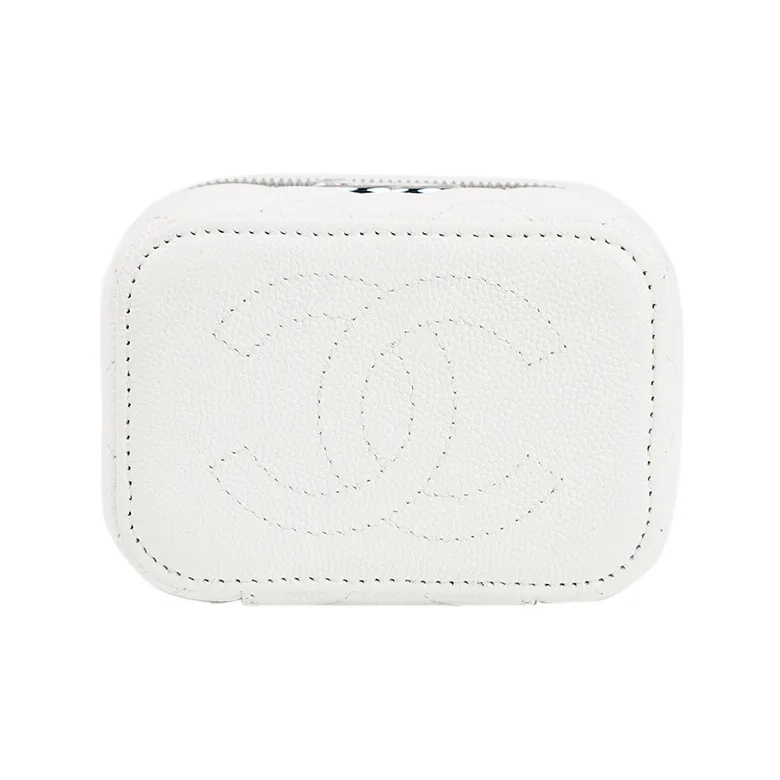 CHANEL 22SS Cow Leather Box Bag, Shoulder Bag, Crossbody Bag, Makeup Bag Trumpets Women's White-4