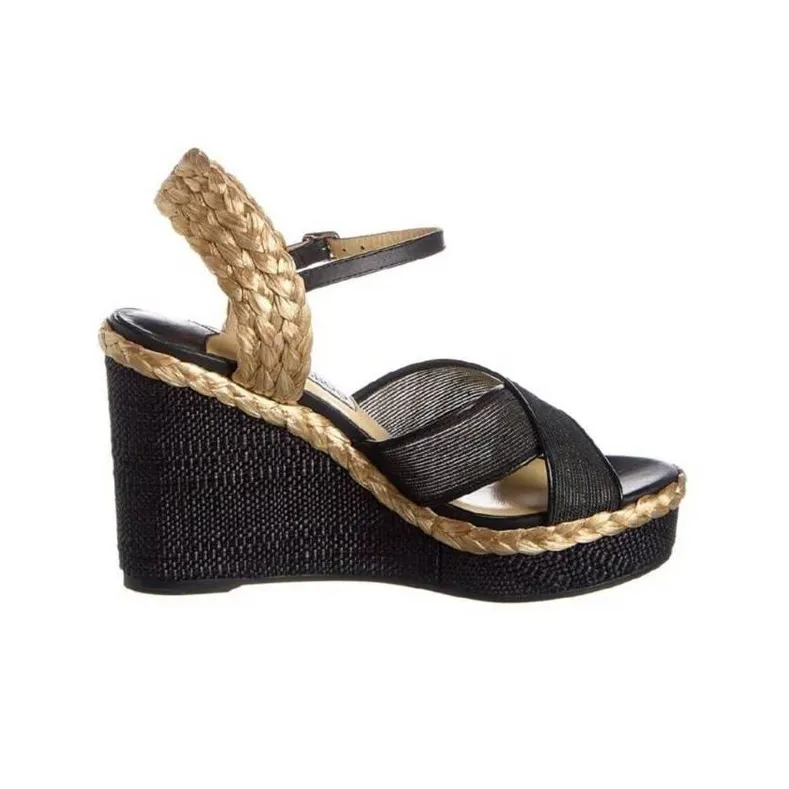 Jimmy Choo Dellena Strap Sandals Women's Black Gold-1