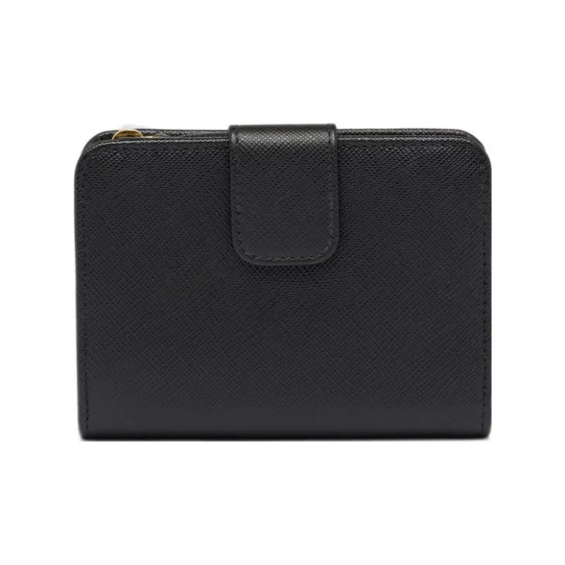 PRADA Leather Wallet Small Size Women's Black-3