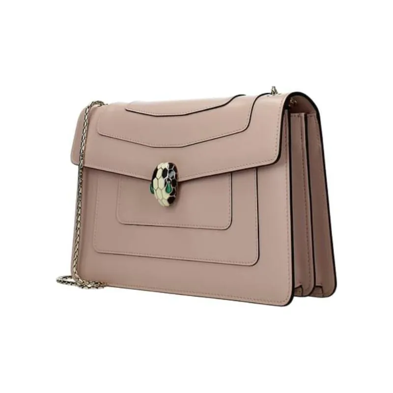 BVLGARI Serpenti Forever Calfskin Snake Head Bag Handbag Shoulder Bag Women's Pink-1