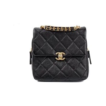 CHANEL 22P Cow Leather Backpack Women's Black