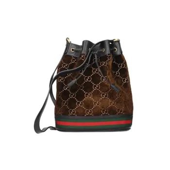 GUCCI Ophidia Velvet Patchwork Leather Bucket Bags Shoulder Bag Crossbody Bag Mini Women's Brown
