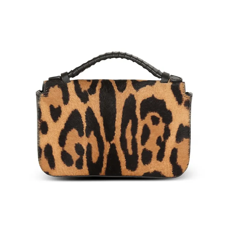 BALMAIN B-BUZZ Lambskin Handbag Shoulder Bag Crossbody Bag Mini Women's Leopard Print-2