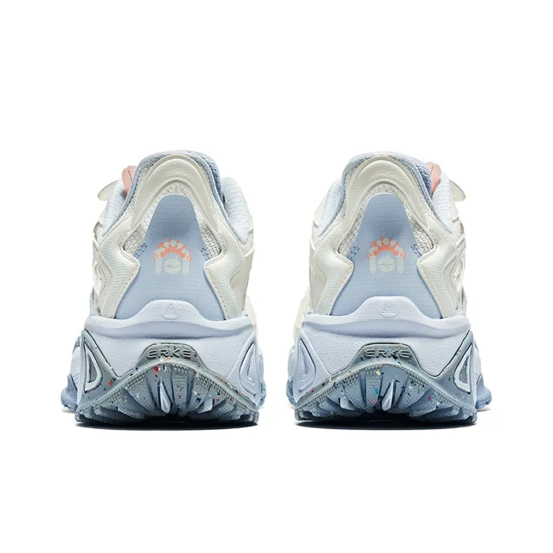 Erke Casual Shoes Women's Low Top Microcrystal White/Light Gray Blue-3