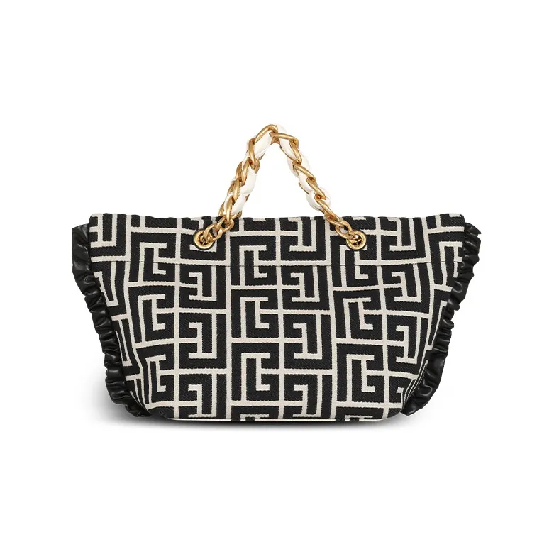 BALMAIN 1945 Jacquard One Shoulder Handbags Women's Black-2