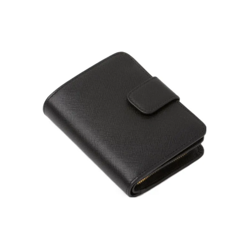 PRADA Leather Wallet Small Size Women's Black-1
