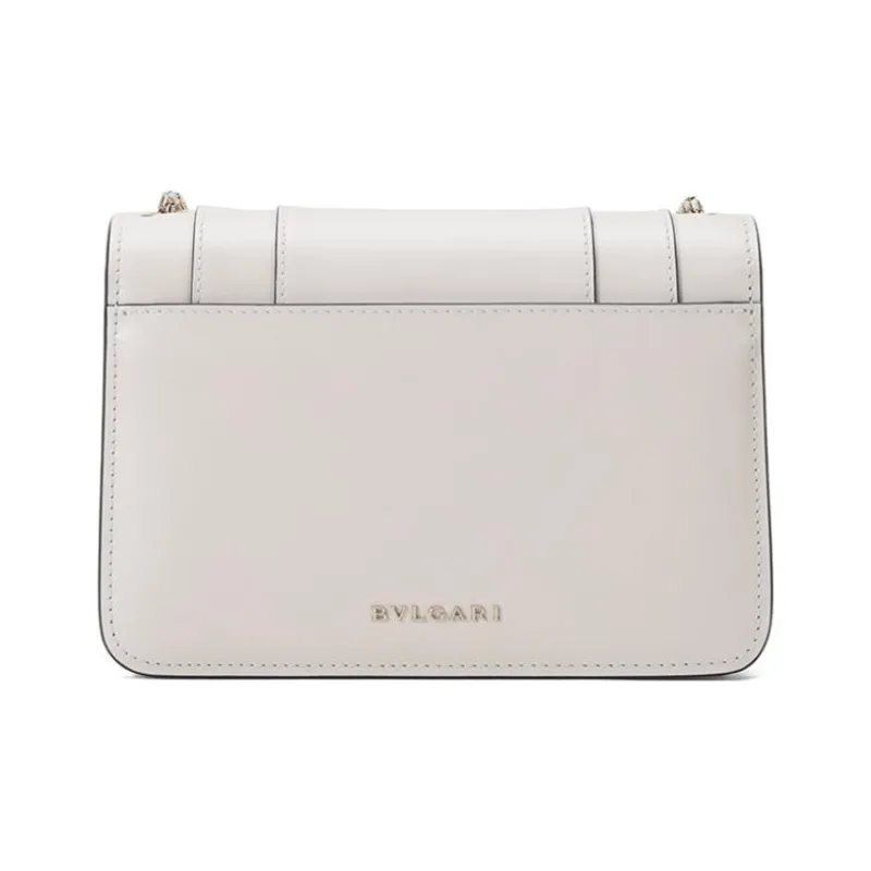 BVLGARI Calfskin Crossbody Bag, Shoulder Bag Women's White Agate Color-4