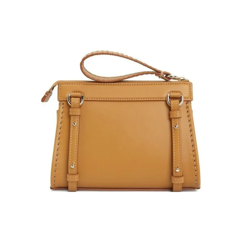 Chloe Calfskin Shoulder Bag, Crossbody Bag Regular Women's Brown-2