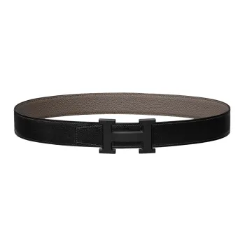 HERMES Epsom Calfskin Leather Belts Women's Black Width  3.2cm