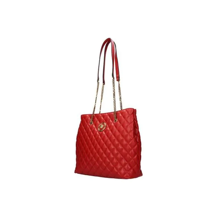 VERSACE Leather Tote Bag Shopping Bag Portable Crossbody Bag Shoulder Bag Women's Red-2