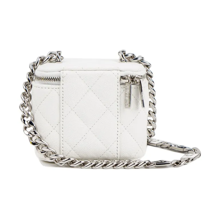 CHANEL 22SS Cow Leather Box Bag, Shoulder Bag, Crossbody Bag, Makeup Bag Trumpets Women's White-3