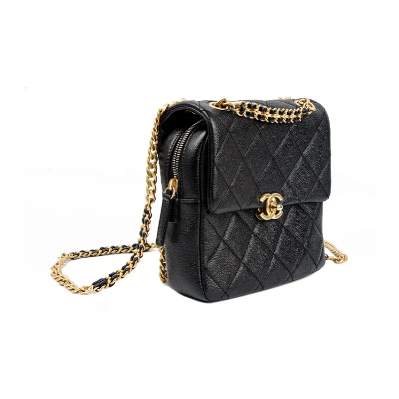 CHANEL 22P Cow Leather Backpack Women's Black-1