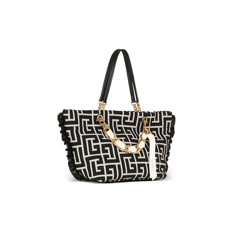 BALMAIN 1945 Jacquard One Shoulder Handbags Women's Black-1