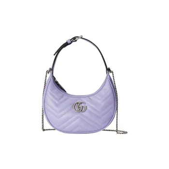 GUCCI Marmont Leather Crescent Bag Portable Crossbody Bag Shoulder Bag Women's Purple