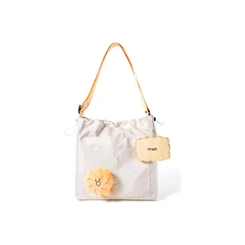 Sound For Life Nylon Fabric Cheese Cookie Bag Portable Crossbody Bag Shoulder Bag Large Size Women's White