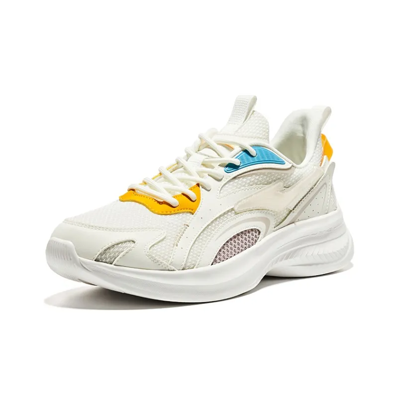 Erke Low Top Running Shoes Men's White Orange Yellow-2