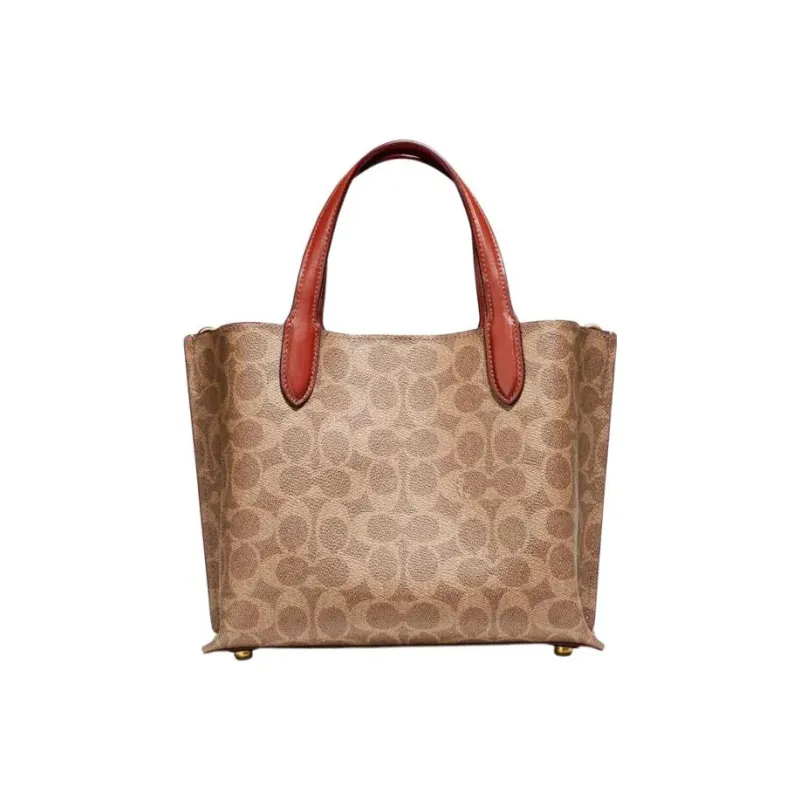 COACH Willow Leather Tote Bag Shopping Bag Shoulder Bag Crossbody Bag Handbag Medium Size Women's Brown Red-2