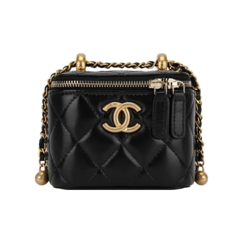 CHANEL Little Golden Ball Calfskin Box Bag, Flap Bag, Coin Purse, Shoulder Bag, Crossbody Bag Women's Black-2