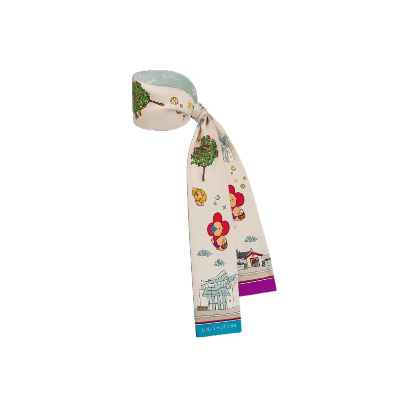 LOUIS VUITTON Vivienne Silk Scarves Women's Beige-1