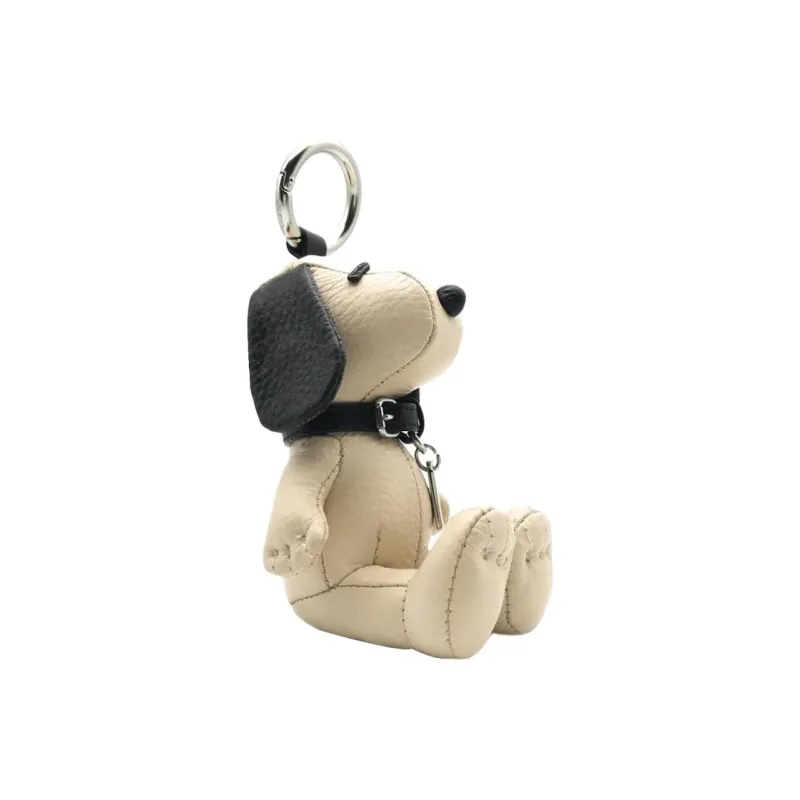 COACH Peanuts Snoopy Collaboration Pebbled Leather With Canvas Bag Charm Bag Merch Women's White & Black-2