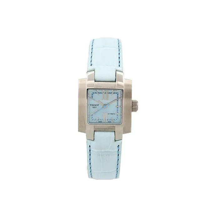 TISSOT Automatic Mechanical Movement Women's Watch Blue Dial Stainless Steel Case Leather Strap-2
