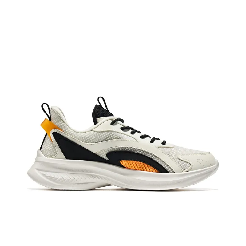 Erke Anti Slip And Wear Resistant Lightweight Low Top Running Shoes Men's White Black Regular-1