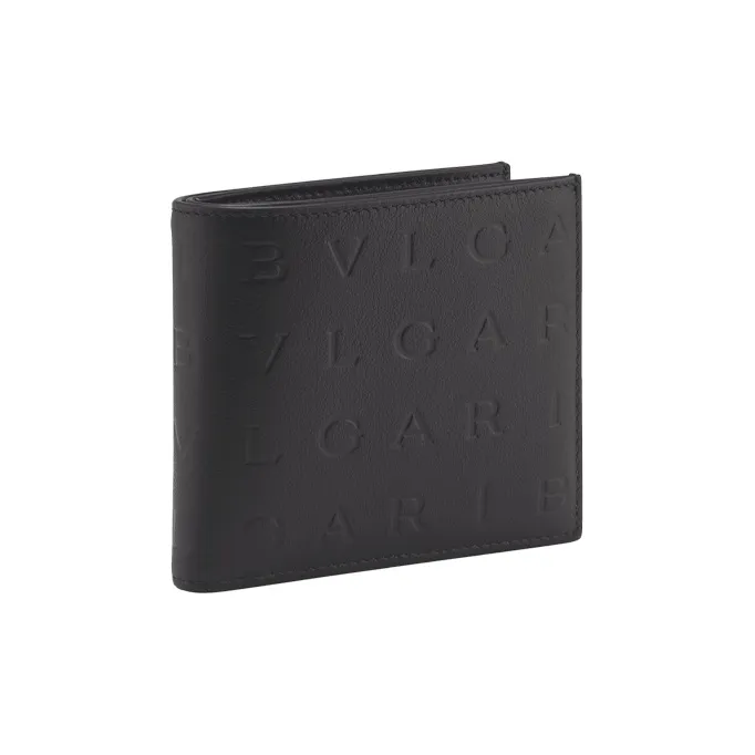 BVLGARI Calfskin Card Holder Wallet Men's Black-0