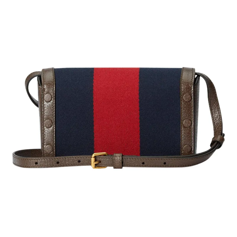 GUCCI Canvas With Leather Canvas Bag One Shoulder Crossbody Clutch Mini Men's Blue/Red-1