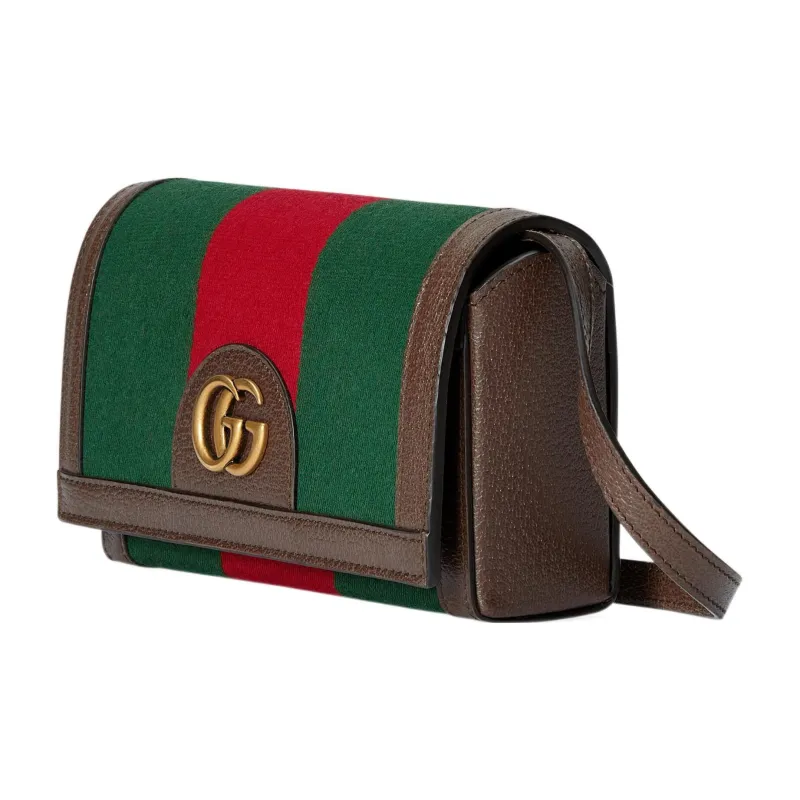 GUCCI Canvas With Leather One Shoulder Crossbody Clutches Mini Men's Green/Red-2