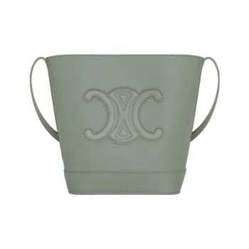 CELINE Triomphe Smooth Cow Leather Bucket Bags Crossbody Bag Shoulder Bag Small Size Women's Green
