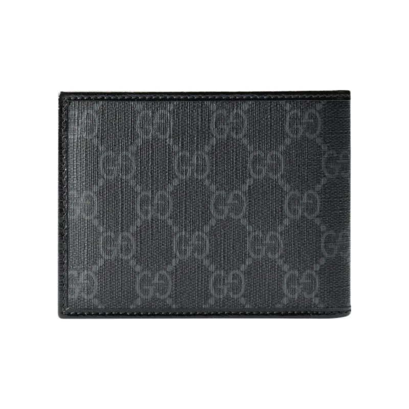 GUCCI Canvas With Leather Card Holder Wallet Men's Gray-1